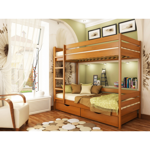 Двоярусне дерев'яне ліжко ДУЕТ (Щит)